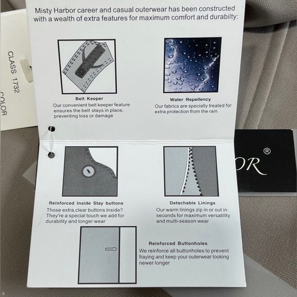 MISTY Harbor Water Repellent Button Down Trench Coat Taupe Size 10 Missy NWT - Picture 12 of 16